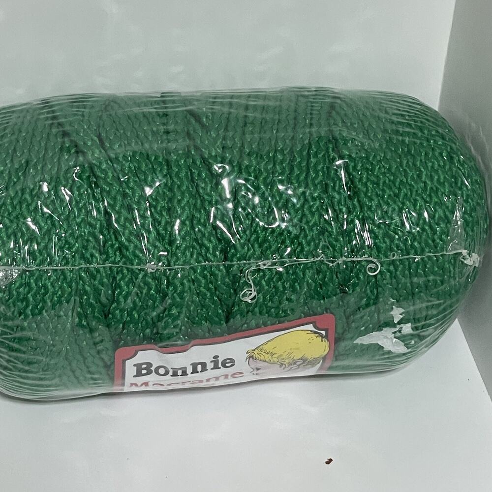 New Vintage Bonnie Macrame Braid 6mm 100 Yards Pepperell Craft Cord Green NOS - Picture 4 of 8